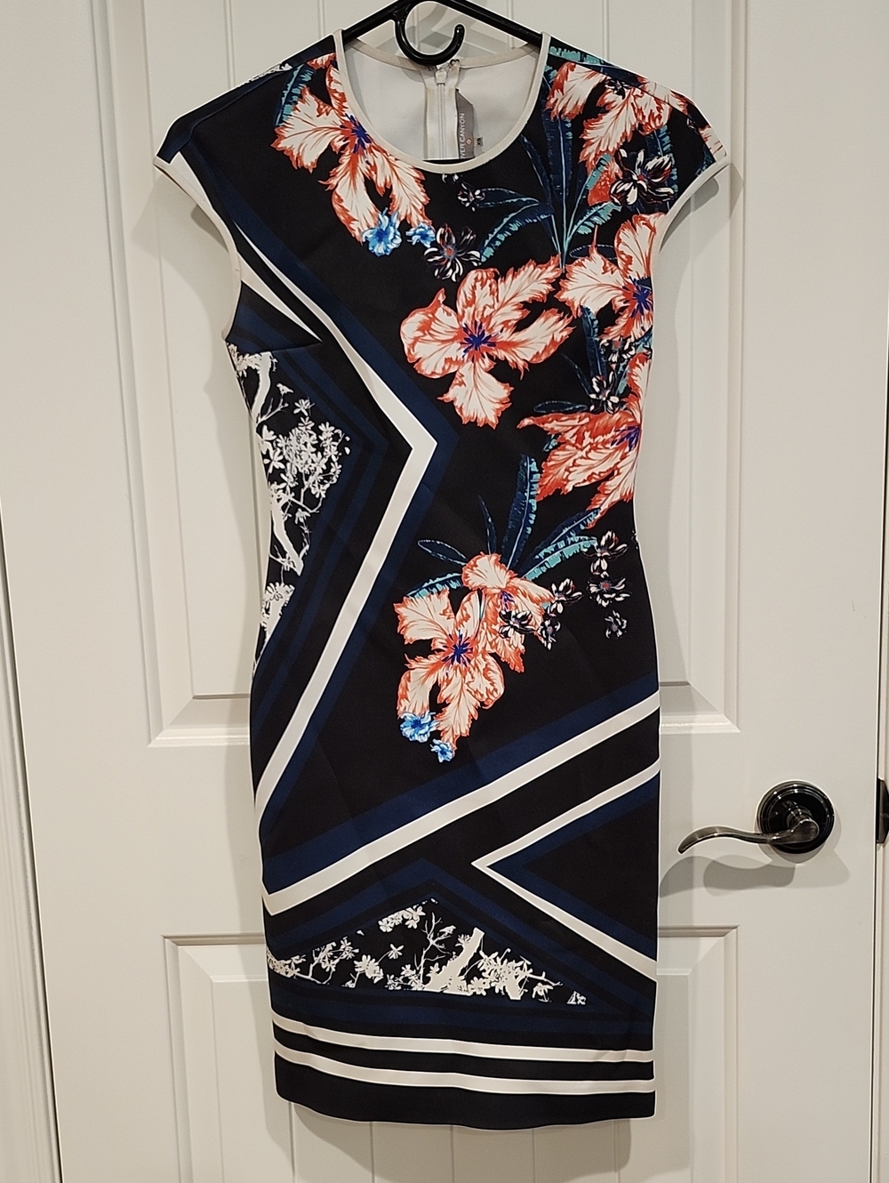 Clover Canyon Navy Dress with Coral & Blue Floral Print